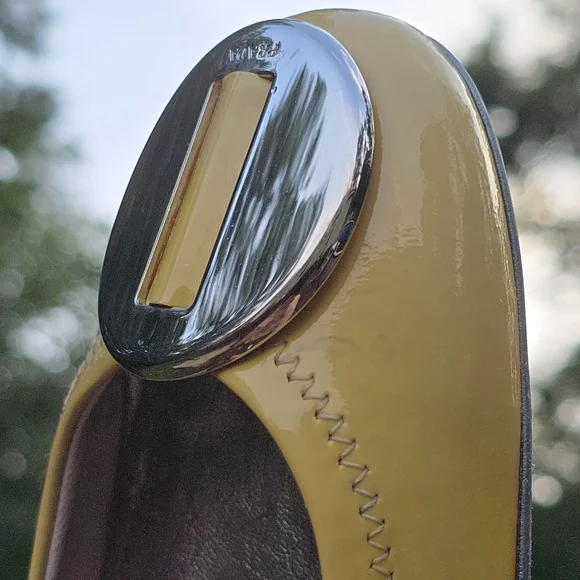 Prada Yellow Flats Silver Buckle Super Cute Bright Classic Shoes Haute Couture - Picture 7 of 11